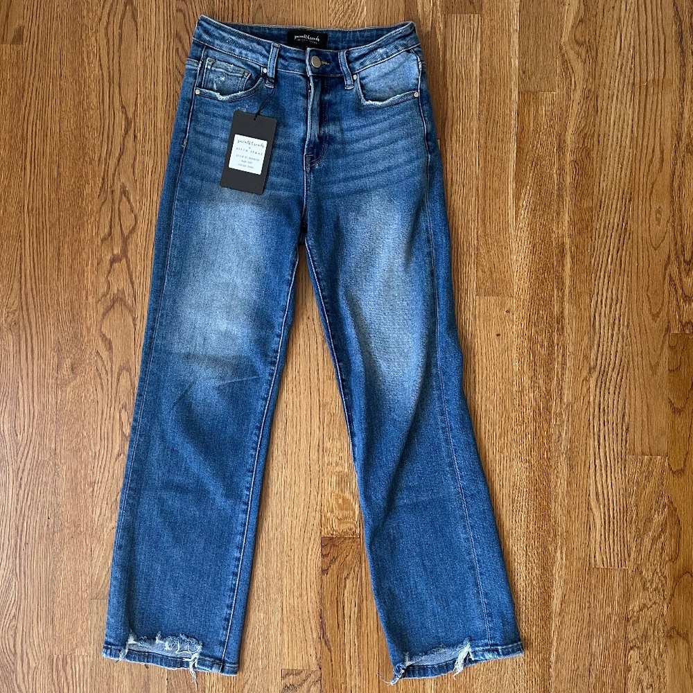 Risen High Rise Step Hem Jeans, Size 27, NWT